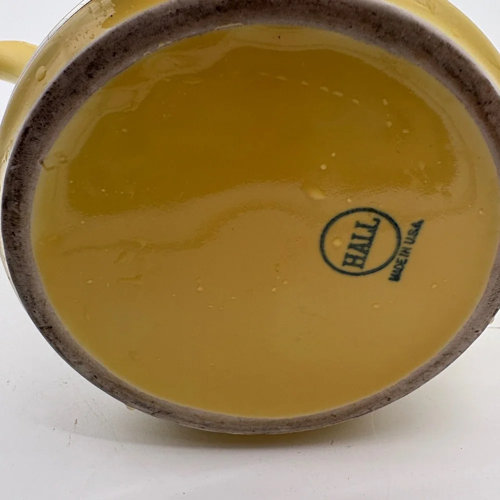 Vintage Hall China Yellow Teapot with Insulated Chrome Aluminum Cozy Made in USA